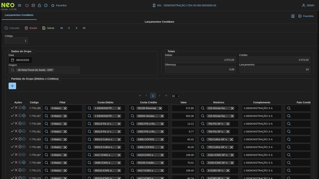 Ilustração do módulo Contábil
